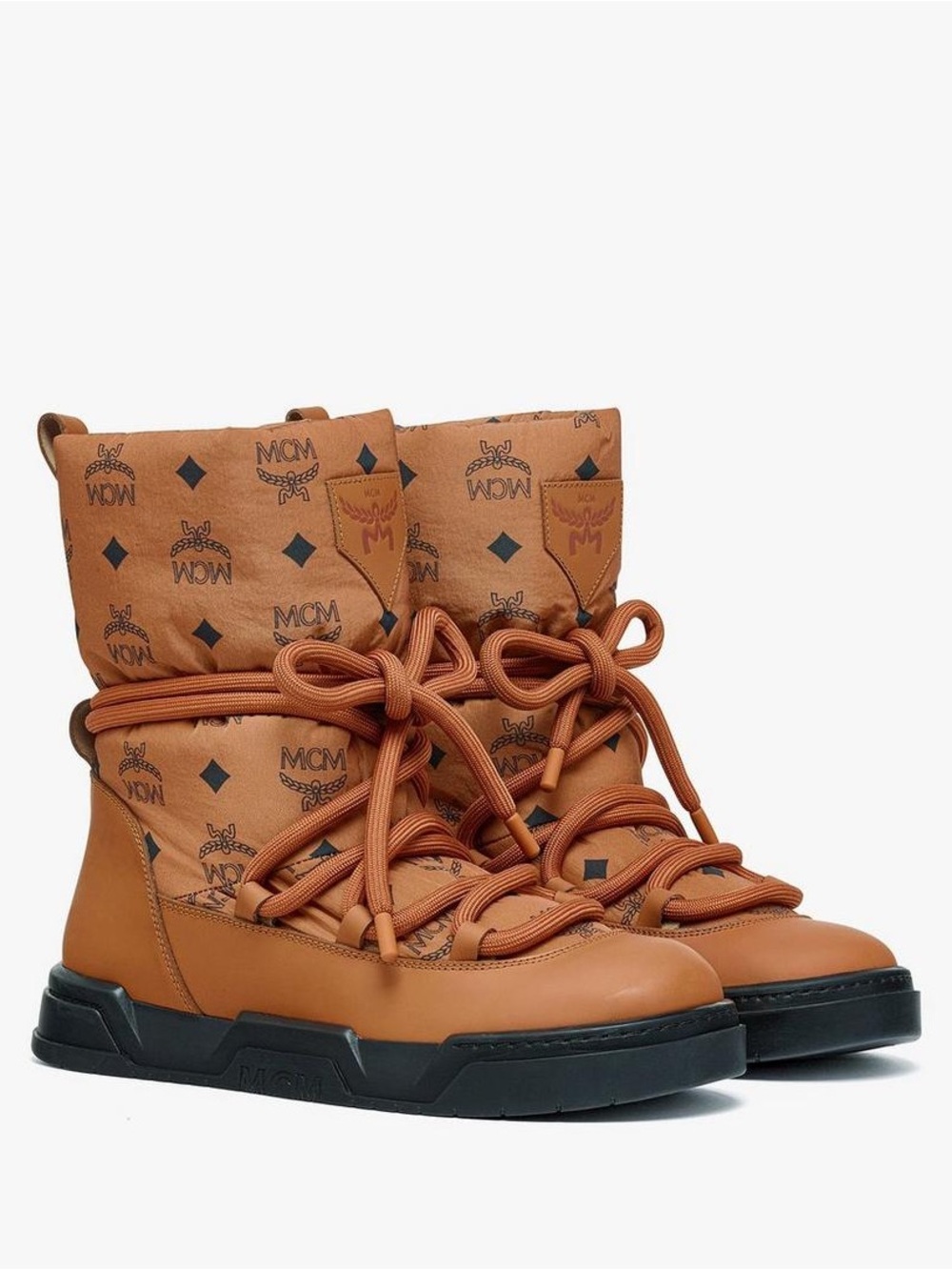 MCM Skyward Ankle Boots In Padded Monogram Nylon